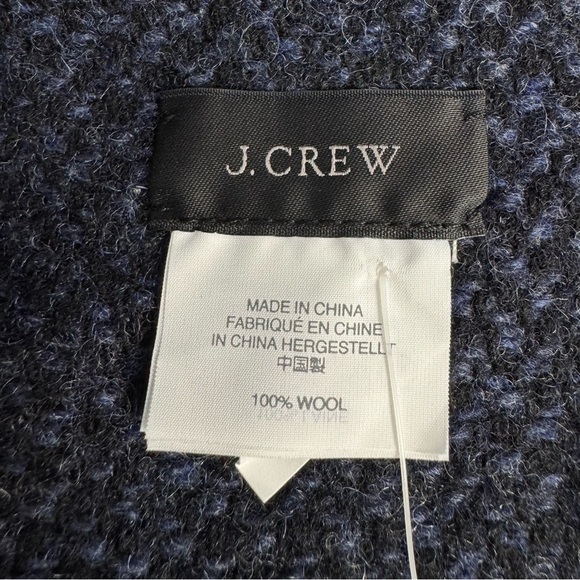 J. Crew Mens Birds Eye 100% Wool Scarf Navy Blue One Size Preppy Career Luxury - Picture 5 of 5